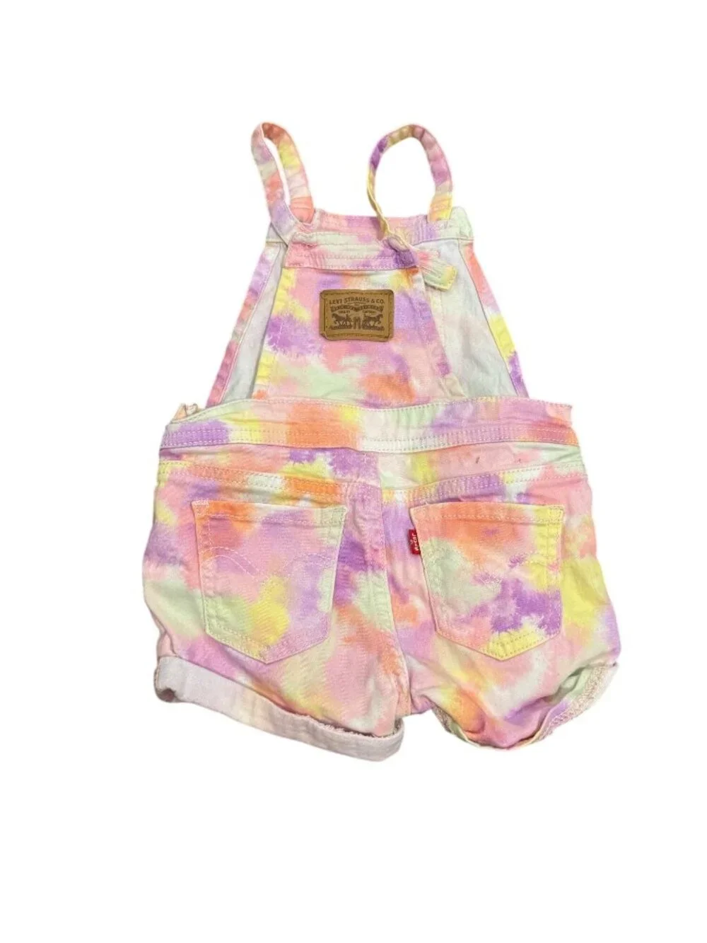 Levis Tie-Dye Baby Shortall Overalls 18M Pink & Multicolor